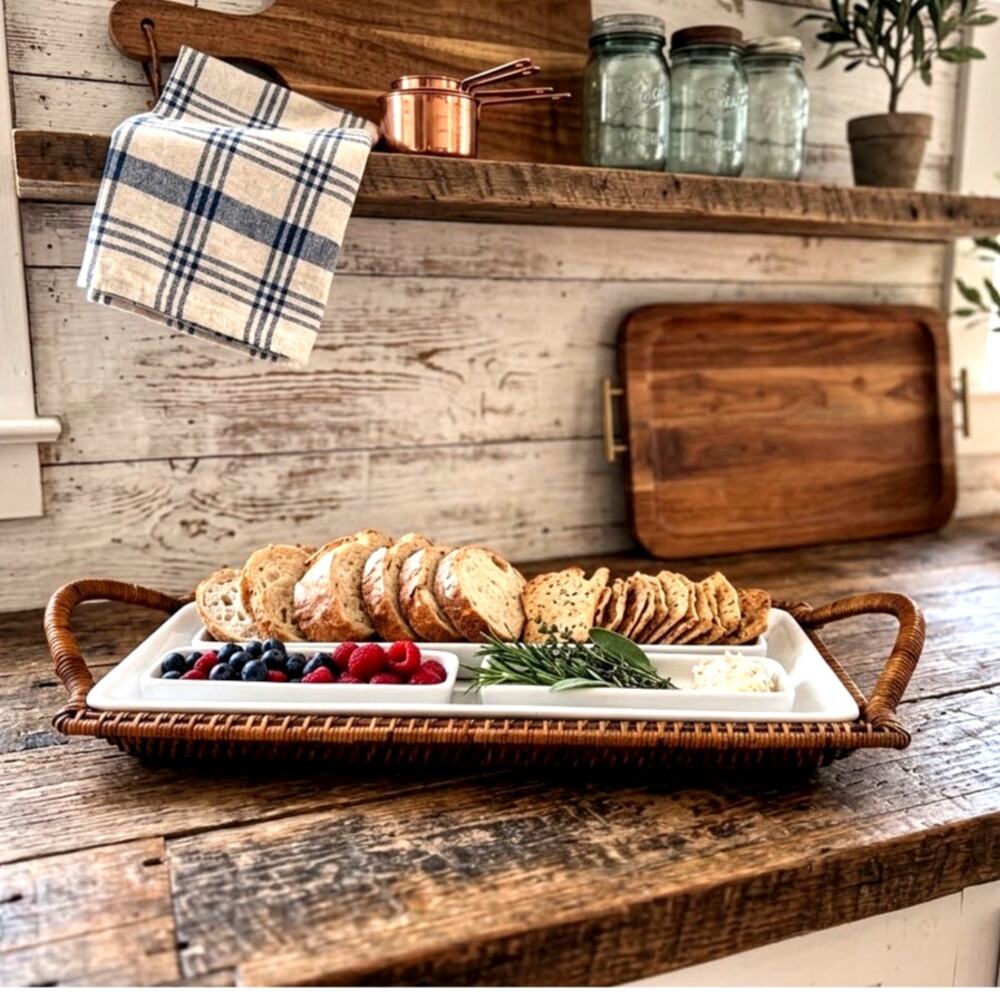 Pampered Chef Simple Additions Hospitality Set glossy glazed ceramic inserts